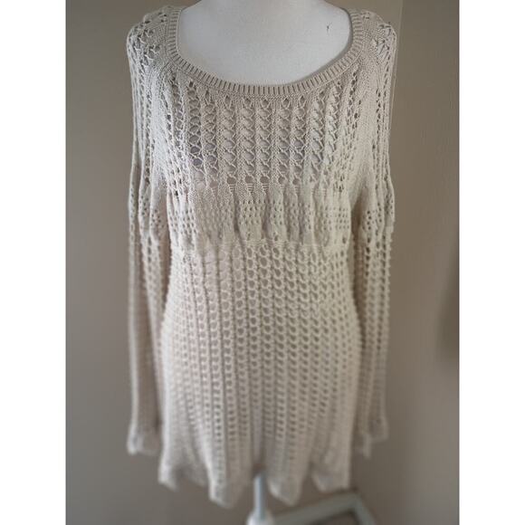 Retro Threads Dress/Top Open Weave Beige Sz XL Beach Boho Cottagecore - Picture 1 of 8